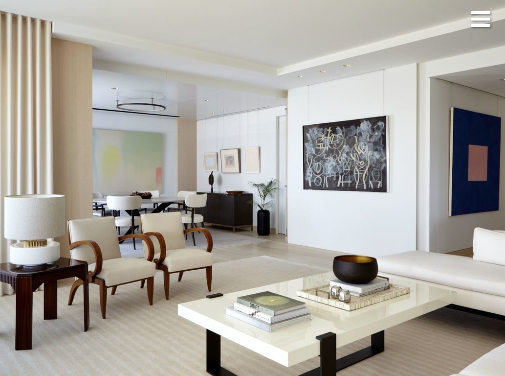 palm beach apartment living room looking to dining area by steven elmets architecture