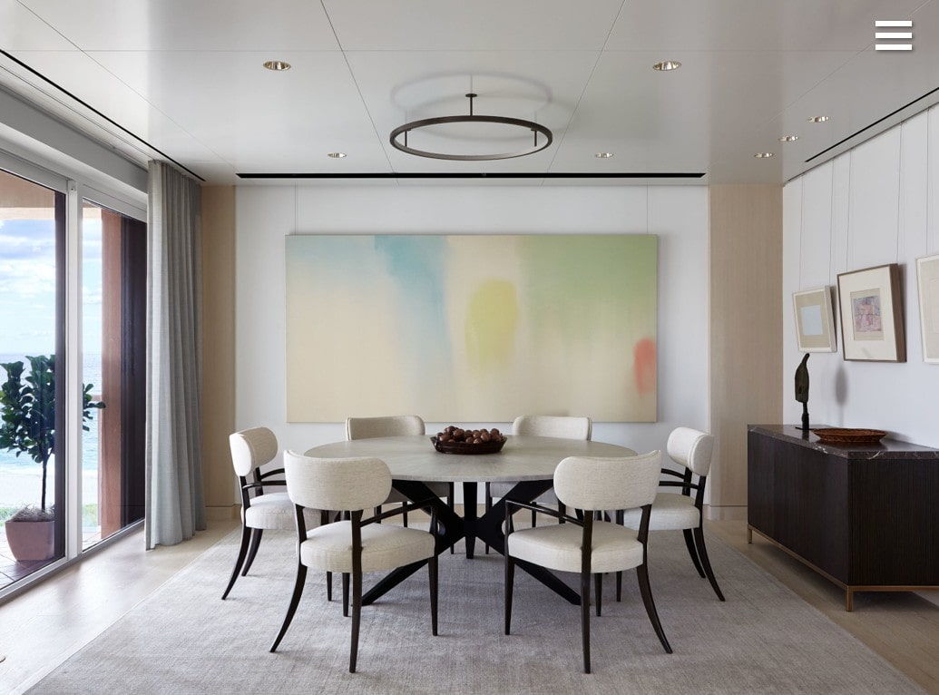 palm beach apartment dining room by steven elmets architecture