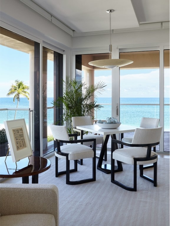 palm beach apartment dining room by steven elmets architecture