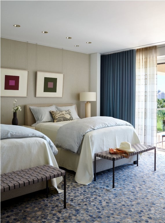 palm beach apartment guest bedroom by steven elmets architecture